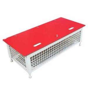 Coffre-banc aluminium plateau strat compact sur pieds 155x70x47cm