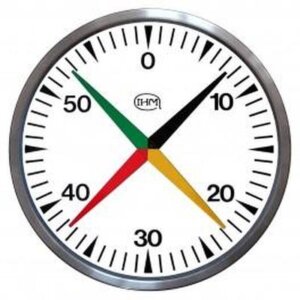 Chronomètre mural rond – Ø500 mm – Aluminium brossé – 4 aiguilles
