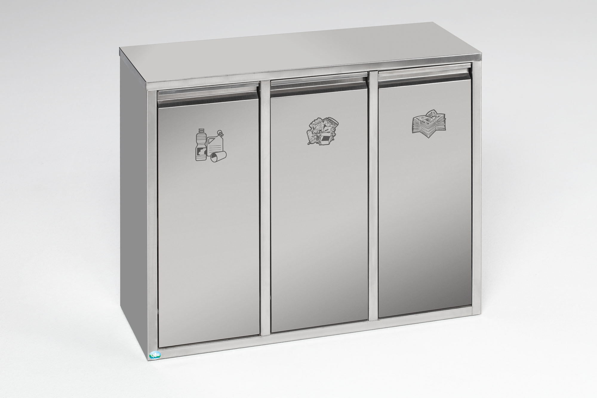 Centre de tri sélectif 3 portes - 36L - Inox