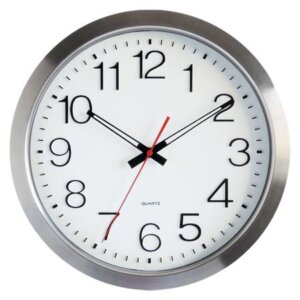Horloge murale étanche sur pile IP54- acier Inox – Ø350 mm