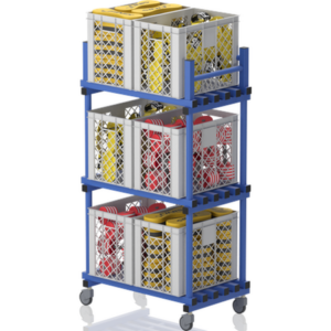 Etagère mobile sur roulettes pour 6 paniers 970 x 570 x 1.770 mm