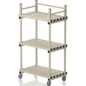 Etagère mobile sur roulettes pour 6 paniers 970 x 570 x 1.770 mm