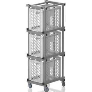 Chariot 3 paniers sur roulettes 540x 660x1800mm