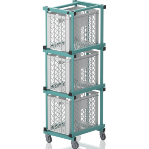 Chariot 3 paniers sur roulettes 540x 660x1800mm