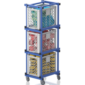 Chariot 3 paniers sur roulettes 540x 660x1800mm