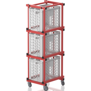 Chariot 3 paniers sur roulettes 540x 660x1800mm