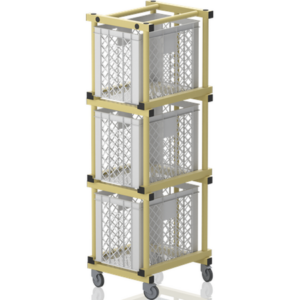 Chariot 3 paniers sur roulettes 540x 660x1800mm