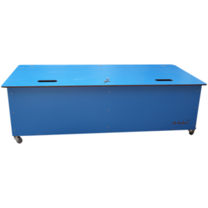 Coffre-banc stratifié compact Roulettes Inox 155x70x46cm – Monté