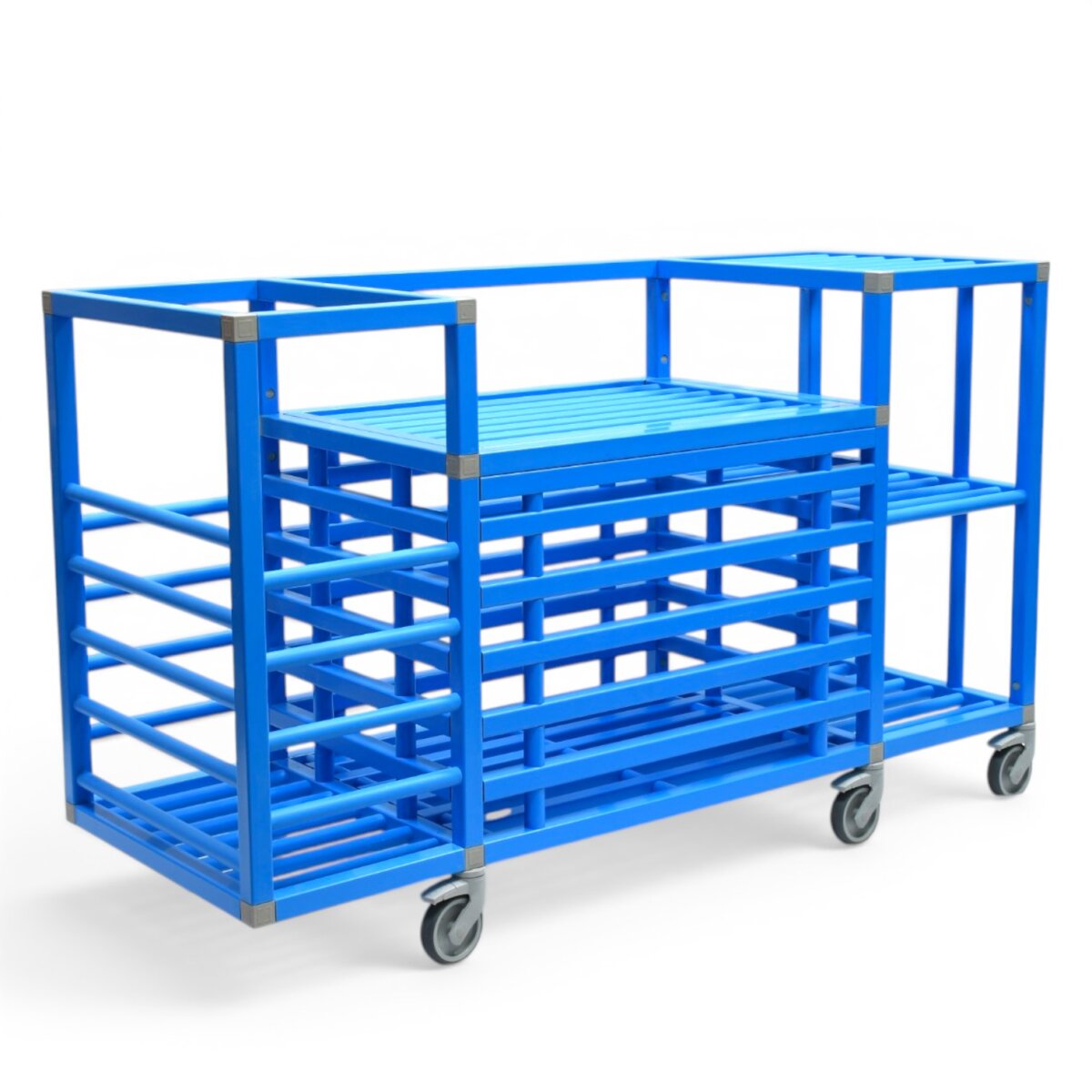 Chariot de rangement combiné pour frites et 3 bacs – vertical