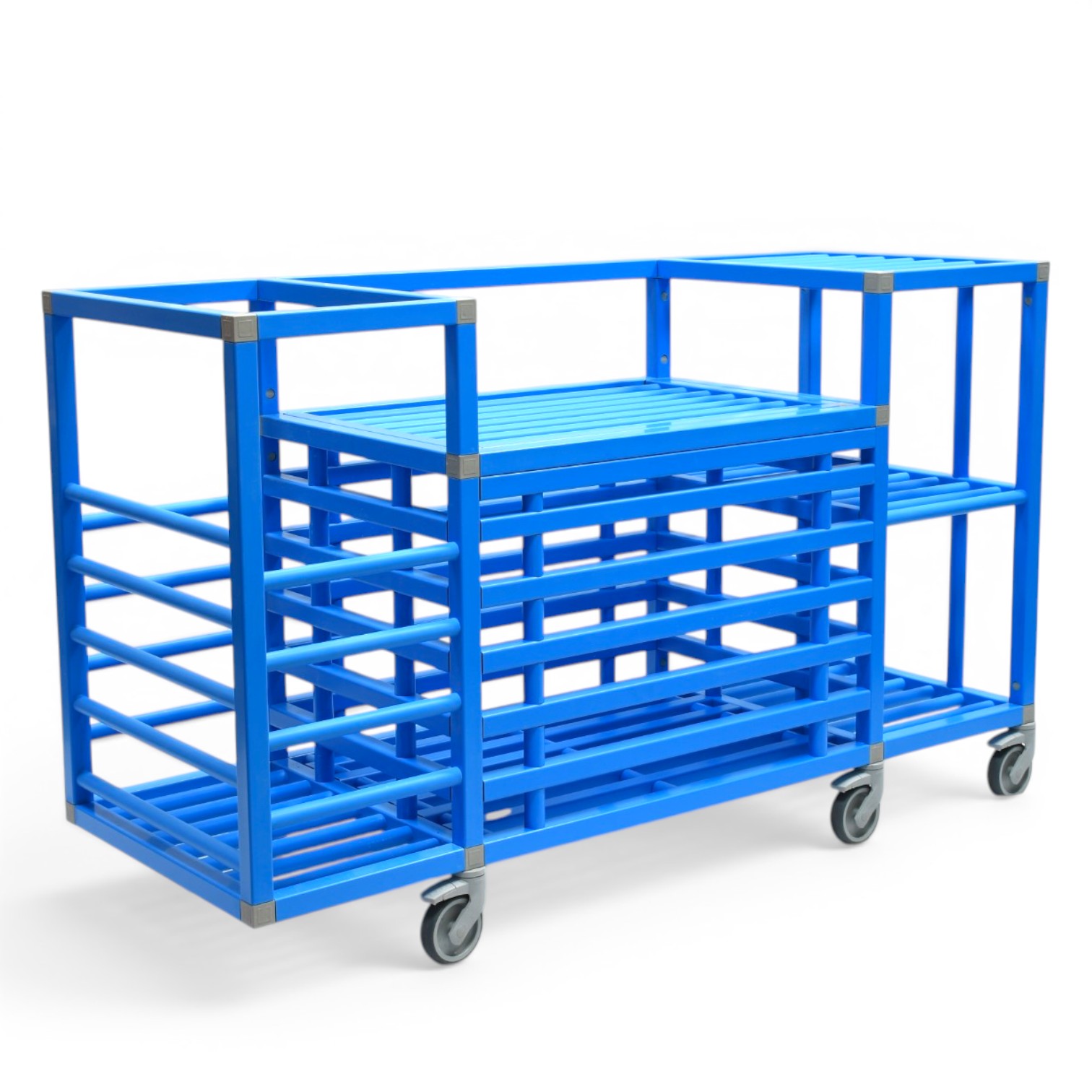 Chariot de rangement combiné pour frites et 3 bacs - vertical