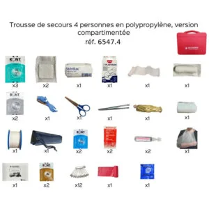 Trousse de secours en valise polypropylène compartimentée